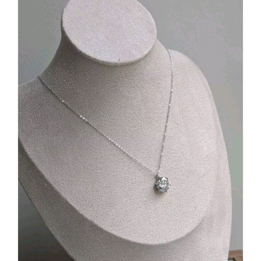 5 CT GRA Certified Moissanite 18k White Gold Plated 925 Sterling  Necklace, 18”
